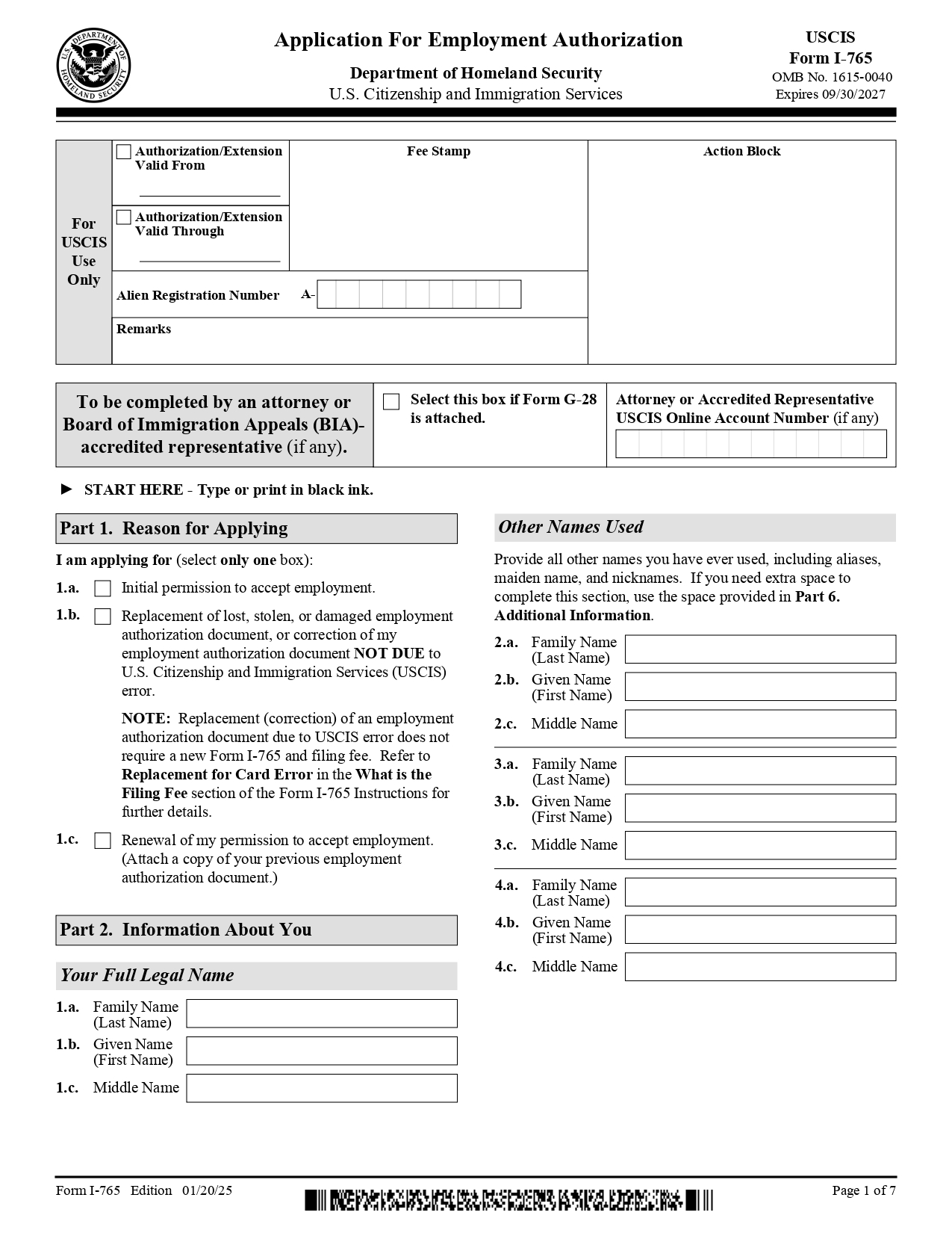 Inicio formulario i 765